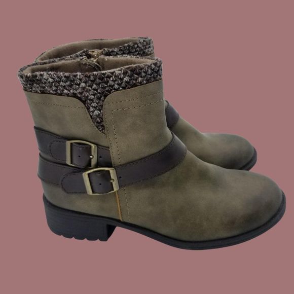 EARTH SPIRIT Low Cut Olive Green Western Look Winter Boots-8 1/2 - Picture 2 of 7